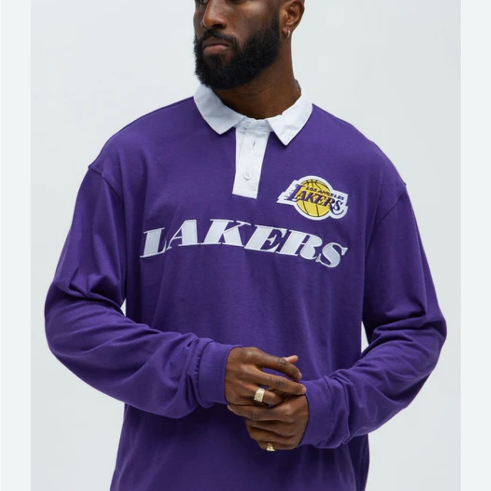 Purple Lakers Long Sleeve Polo Shirt